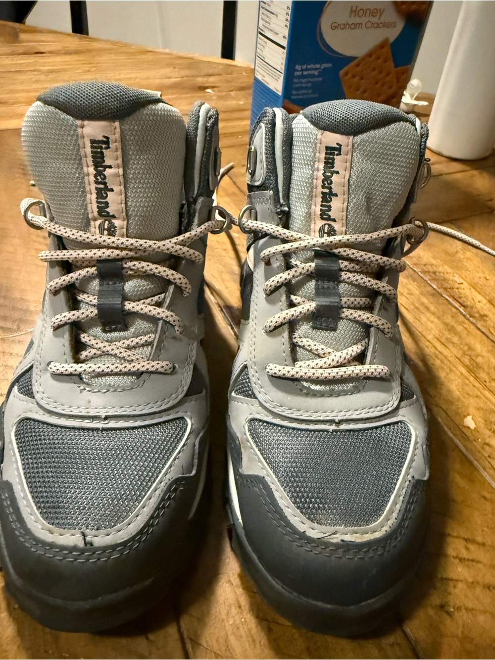 Timberland Kids Gray and Dark Gray Lace-Up Hiking Boots